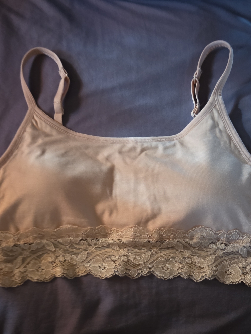 NWOT- Pact Organic- Beige Lace Trim Bralette